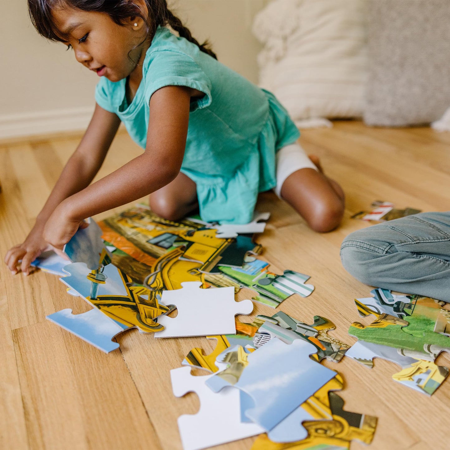 Melissa & Doug Building Site Floor Puzzle, 48 pc Jumbo Jigsaw Puzzle, Educational Screen Free Activity for Toddler, Preschoolers and Kids Ages 3+ (2 x
