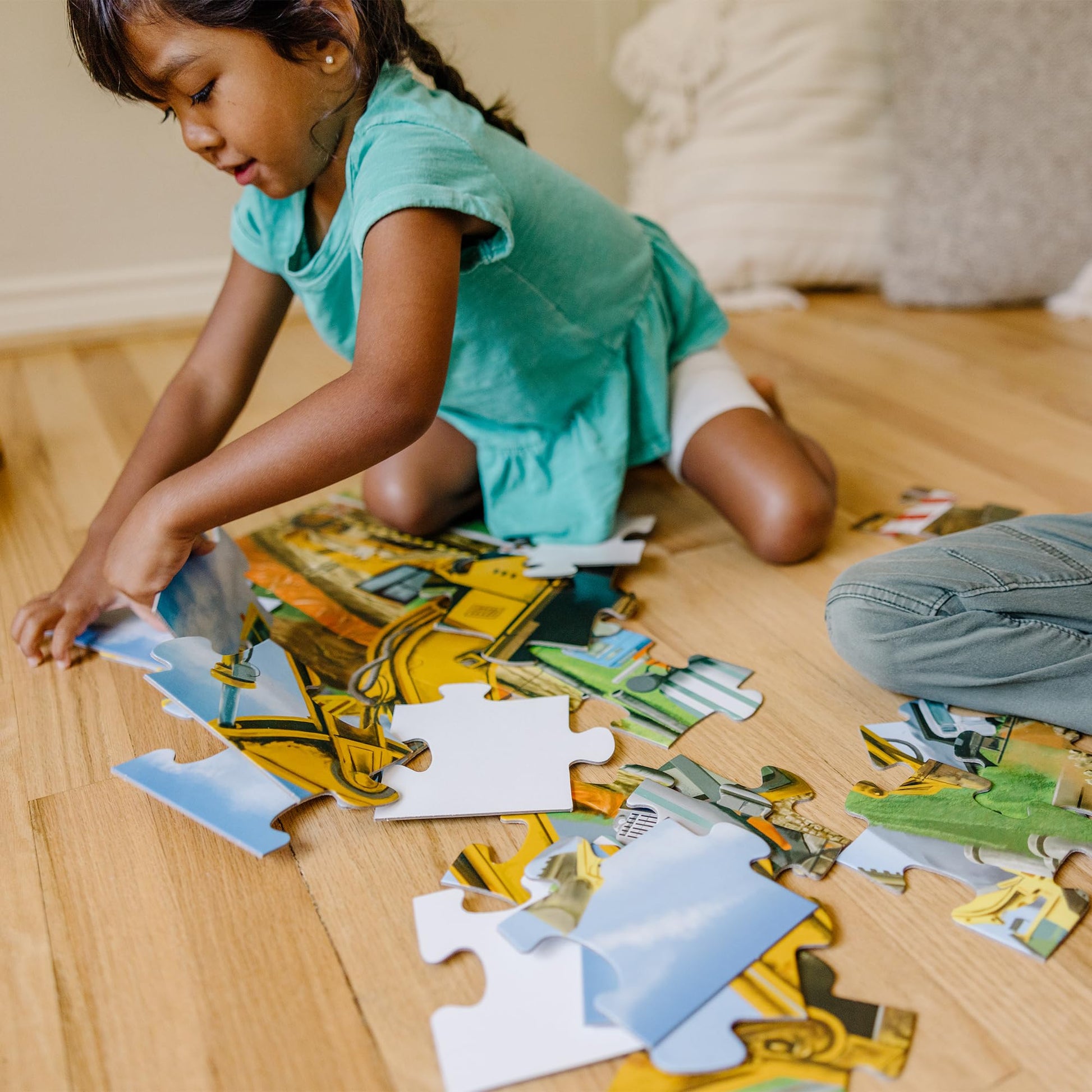 Melissa & Doug Building Site Floor Puzzle, 48 pc Jumbo Jigsaw Puzzle, Educational Screen Free Activity for Toddler, Preschoolers and Kids Ages 3+ (2 x