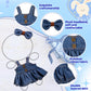 2PCS Doll Clothes Set Denim Overalls Skirt and Striped Shirt Outfit for 15 16 17cm 4 Inch Blind Box Dolls