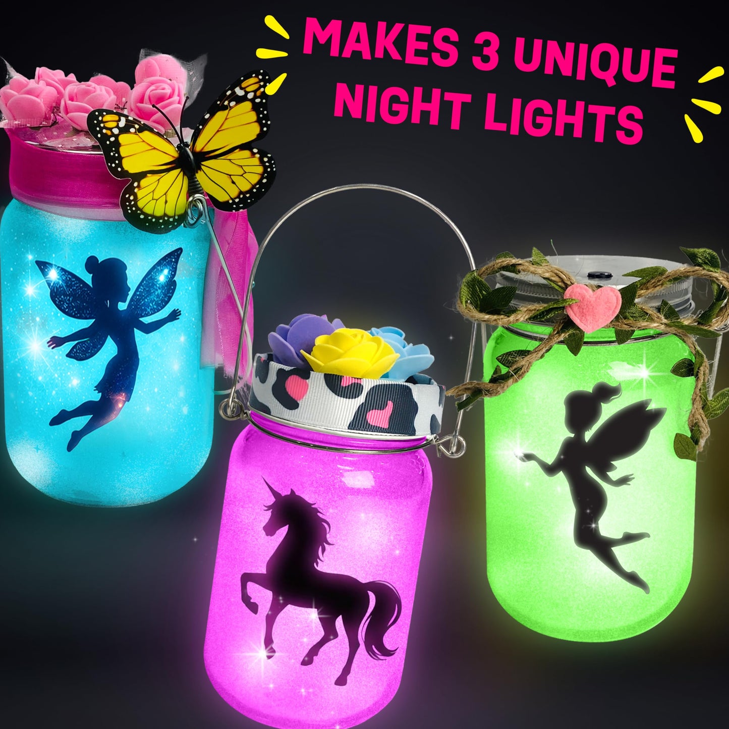 Light-up Unicorn Fairy & Mermaid Lanterns Craft Kit - Valentines Day Craft Kits for 8 9 10 11 12 Year Old Girls - Creative Art Girl Toys 8-10 Years