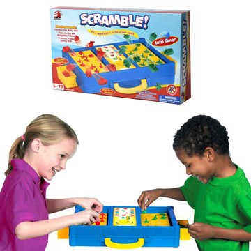 MUKIKIM Scramble - Shape Matching Family Board Game! Sorting Shapes Fast Before The Time is Up & Pieces Pop Out! Play Solo/with Friends. 12-Shape