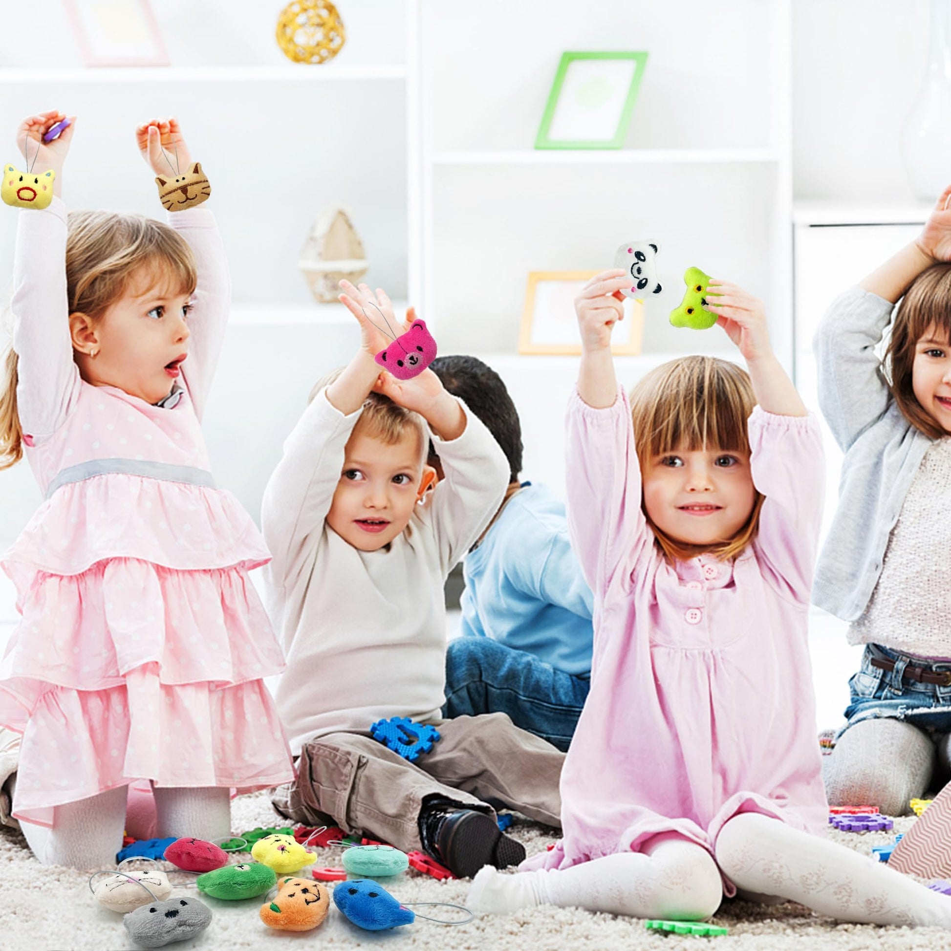 XIPEGPA 60 PCS Mini Animal Plush Toys Set Cute Small Animal Stuffed Toy Keychain for Party Favors Keychain Ornament for Goody Bag Easter Egg Stuffers