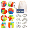 16 Pack Brain Teasers Puzzles for Kids & Adults, Brain Teasers Metal IQ Toys Puzzle Mind Game 3D Coil Cast Wire Unlock Interlock Magic Ball Puzzles