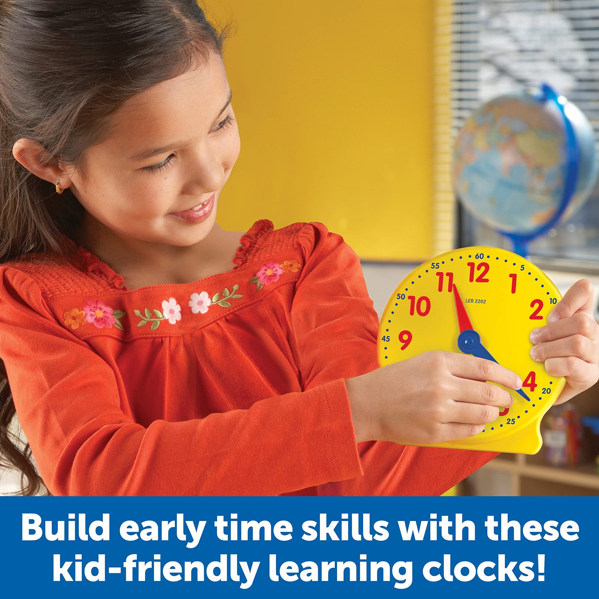 Learning Resources Classroom Clock Kit - Preschool Must Have, Teaching Time Activity , About Flash Time Cards, Montessori Toys, Math Manipulatives