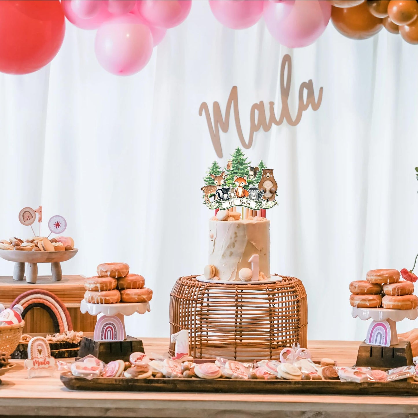 Woodland Animals Party Decorations - Cake Toppers, Cupcake Picks & Table Centerpieces for “Wild One” Camping, Baby Showers and Birthdays Party