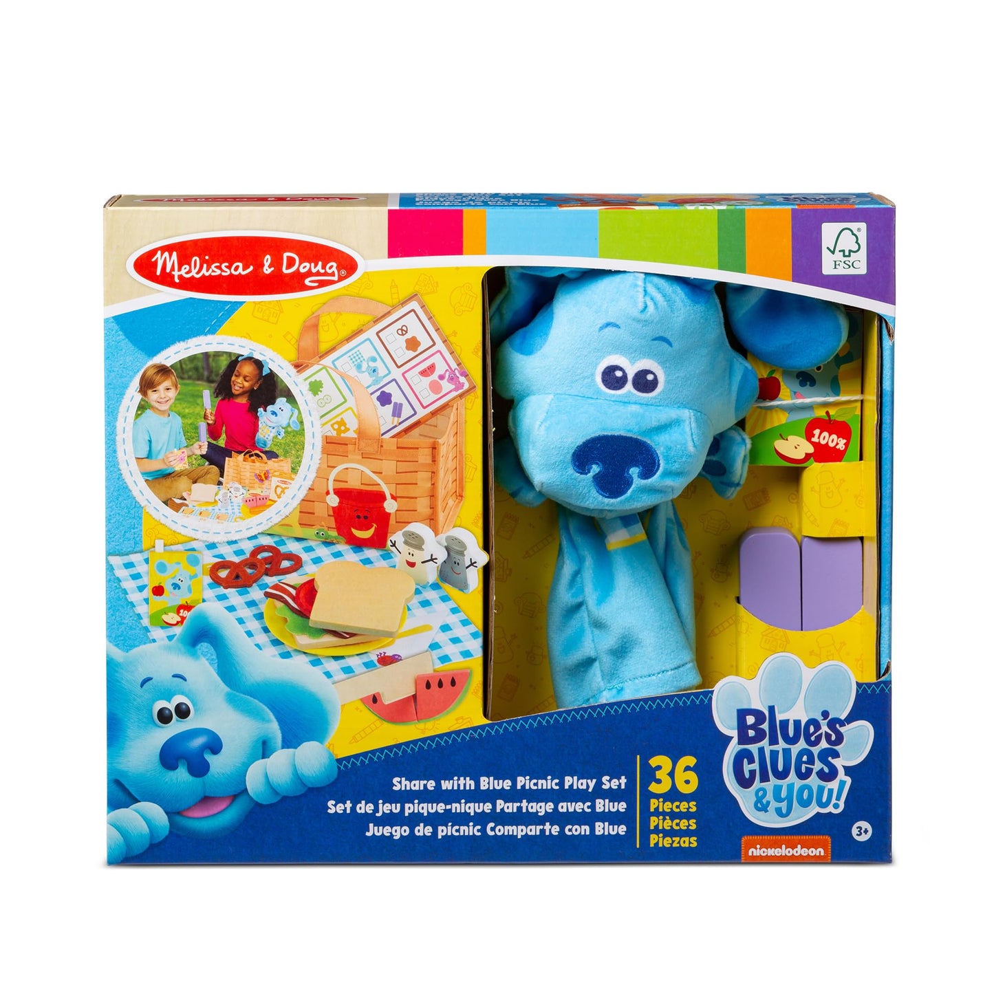 Melissa & Doug Blue’s Clues & You! Share with Blue Picnic Play Set with Hand Puppet - FSC Certified