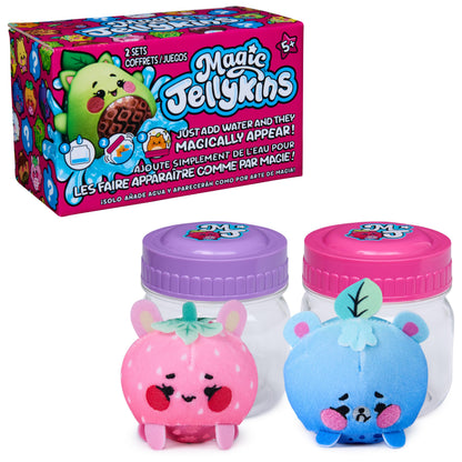Magic Jellykins Surprise Plush Jar 2-Pack, Magical Transforming Water-Activated Toys, Series 1, Mystery Box Plushies for Ages 5 and Up, Multicolor, 3”