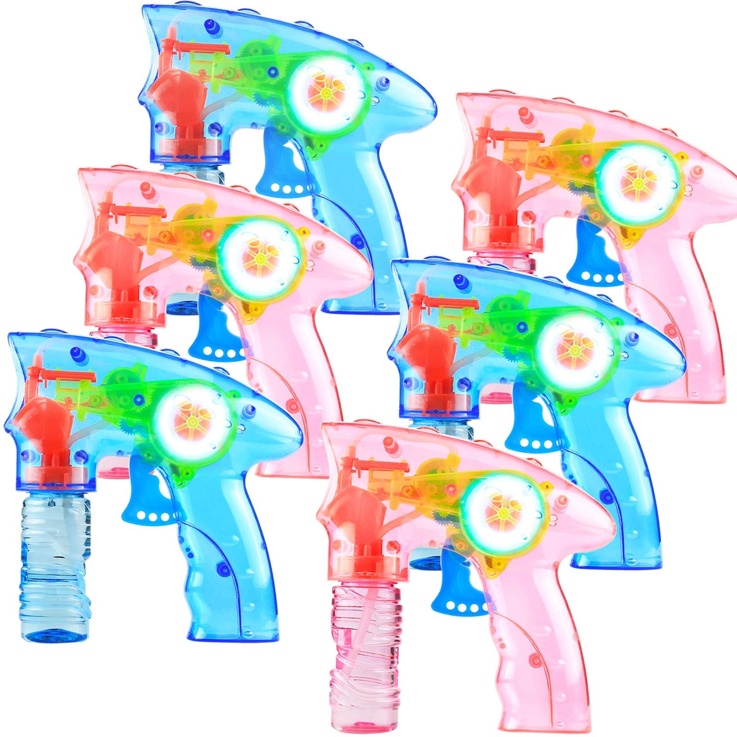 LED Bubble Gun Shooter, 6 Pieces Wind Up Blaster Outdoor Party Favor Prize