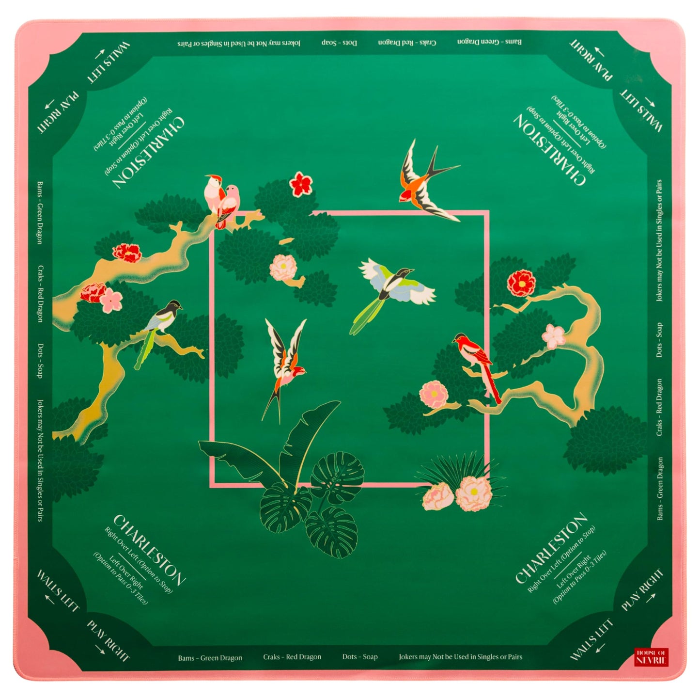 Mahjong Mat, 33x33 American Mahjong Mat with Rules and Carry Bag, Non-Slip & Noise-Reducing Design, Luxury Mahjong Accessories Gift for Women and Men