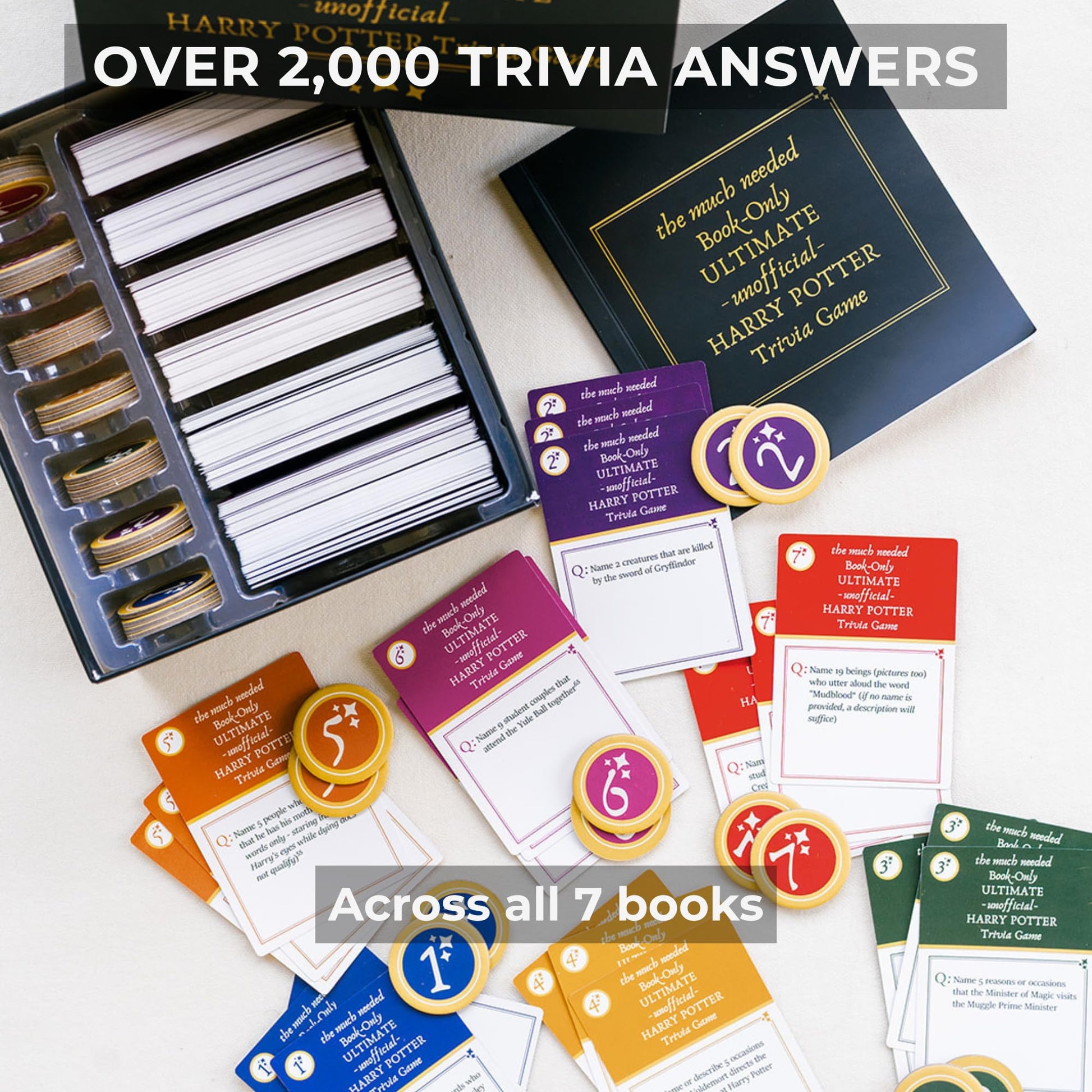 UHPT Unofficial Wizard Trivia Card Game for Adults - Book-Based Fantasy Trivia Game, 7 Difficulty Levels, Party Game for Game Night