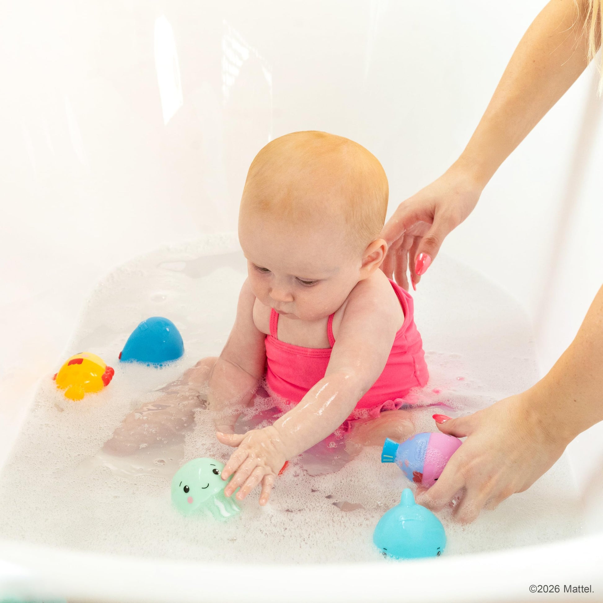 Fisher-Price™ Ocean Pal Floats Bath Toys, 6-Piece Floating Ocean Animal Bath Toy Set for Babies & Toddlers 6M+, No Water Trapping Design