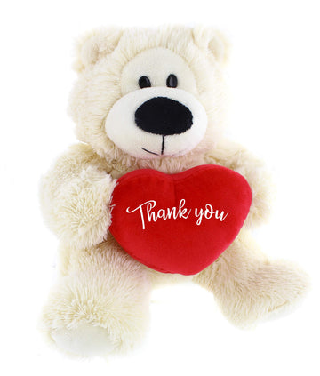 Plushland Sophie Bear 12 Inches with Custom Heart, Cream Teddy Bear Stuffed Animal - Holidays Personalized Gift for Kids, Girls, Boys and Your Loved