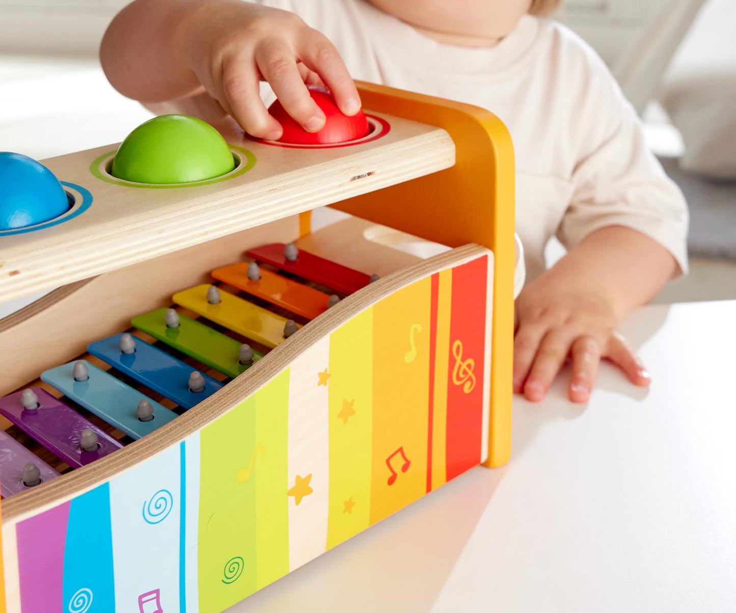 Hape Pound & Tap Bench with Slide Out Xylophone - Award Winning Durable Wooden Musical Pounding Toy for Toddlers