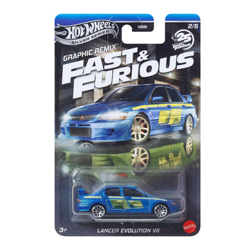 Hot Wheels Fast and FURIOUS Graphic Remix Auto LANCER EVOLUTION VII - Die Cast Model 1:64 Scale - Length 7 cm - JBY47
