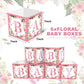 Jremreo 6 Pack 7x7x7 Inches Pink Floral Baby Shower Centerpiece Boxes with 'BABY' Letters, Perfect for Girl Baby Shower, Gender Reveal Party Favors