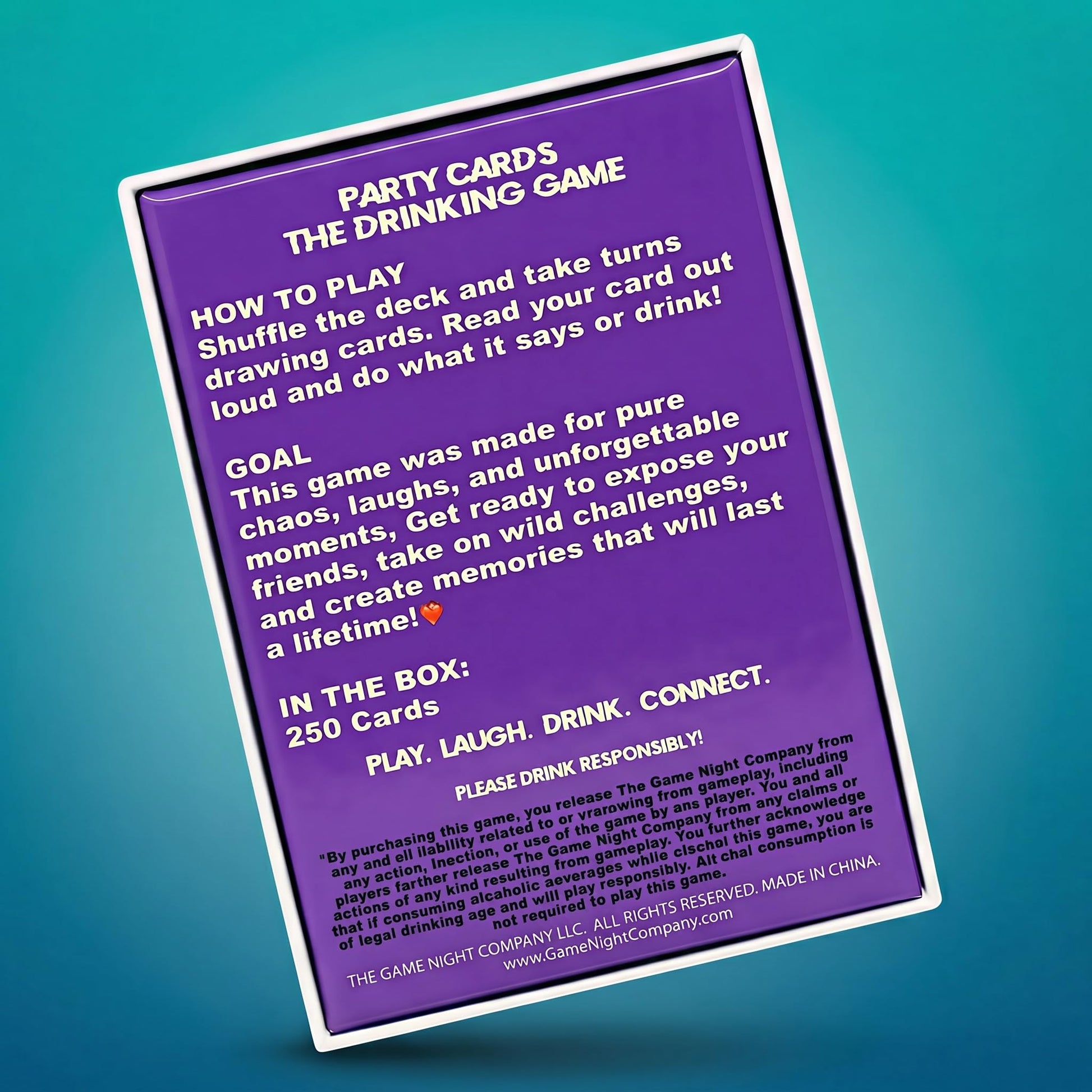 Party Cards - Drinking Card Game for Adults | 250 Prompts | Fun Party Game for Game Night, Beach, Pool Party, Vacation & Adult Birthday Gift | 2-10+