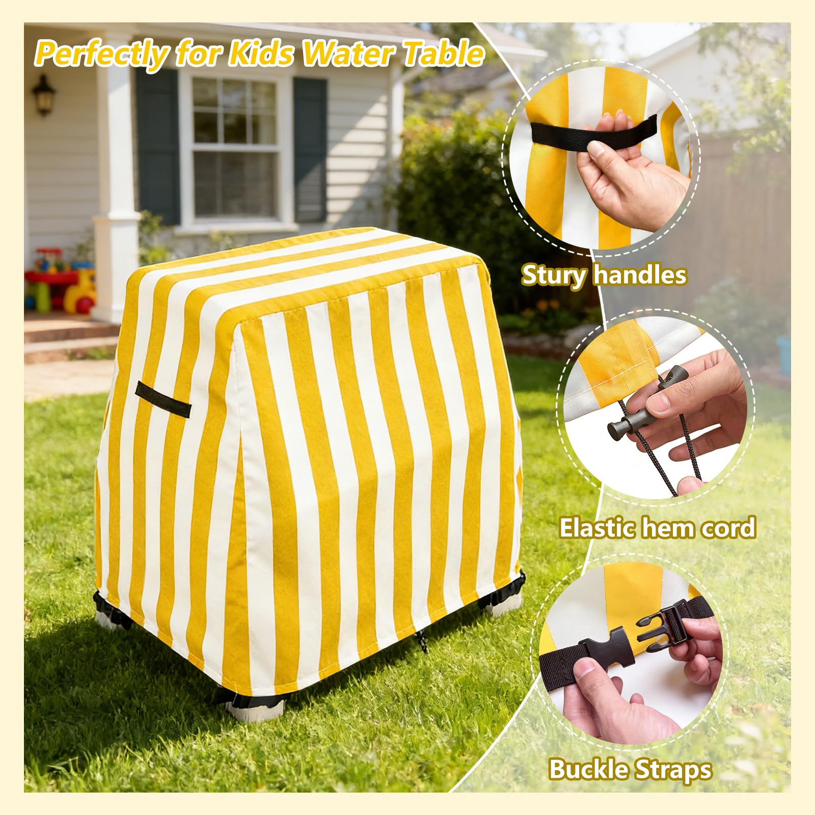 Kids Water Table Cover,Outdoor Heavy Duty 600D Waterproof Toddler Water Play Table Cover,Compatible with GoSports Splash Station Water Table,Designed