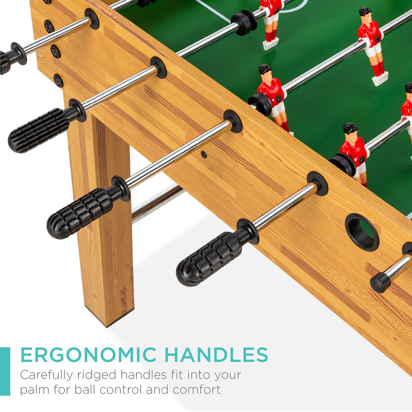 Best Choice Products 48in Foosball Table for Kids and Adults, Game Room Arcade Soccer Game Table w/ 2 Balls, 2 Cup Holders, Ergonomic Handles, Chrome