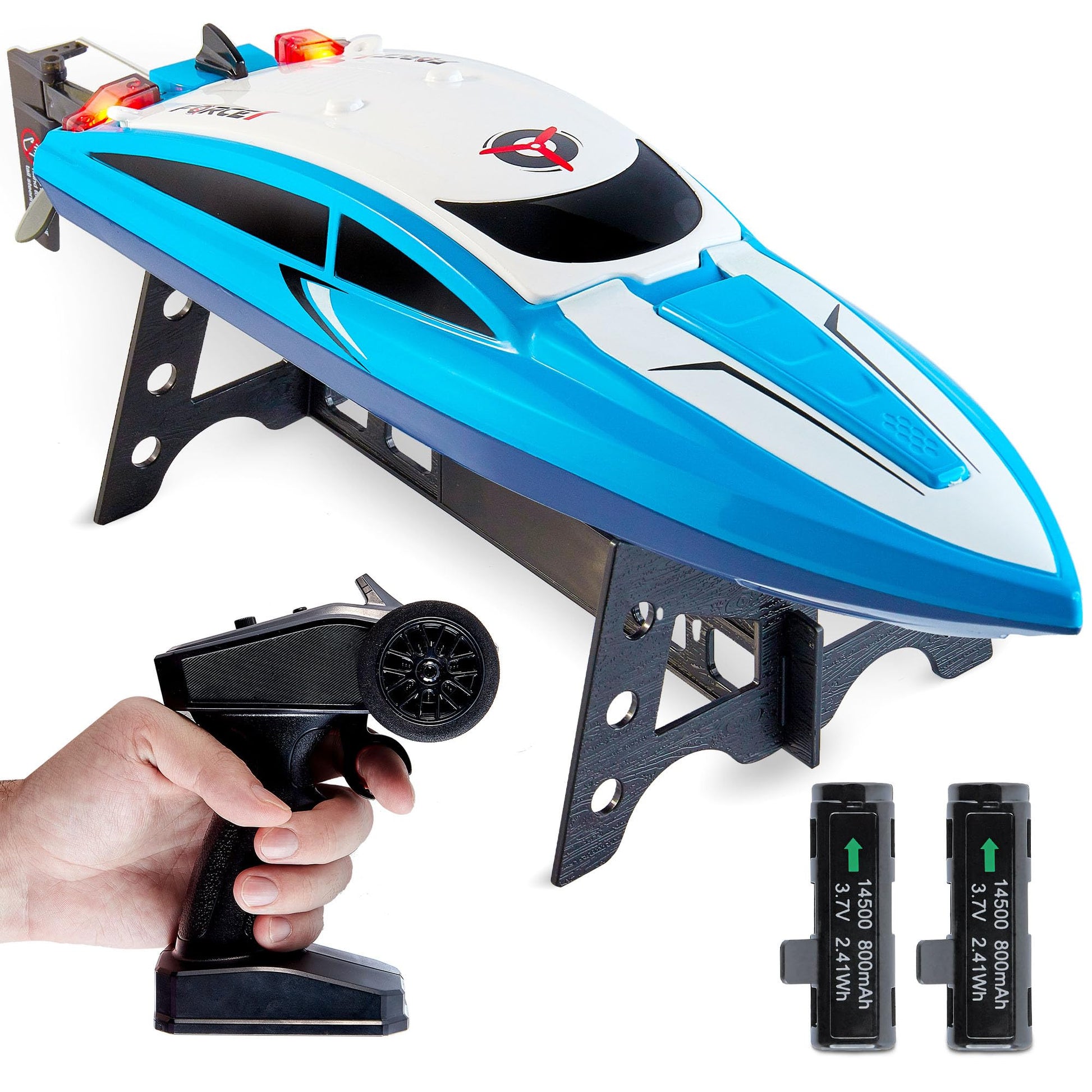 Force1 Velocity Blue Fast RC Boat- Remote Control Boats for Adults and Kids, Underwater Speed Racing Mini RC Boats for Pools and Lakes, 2.4GHZ