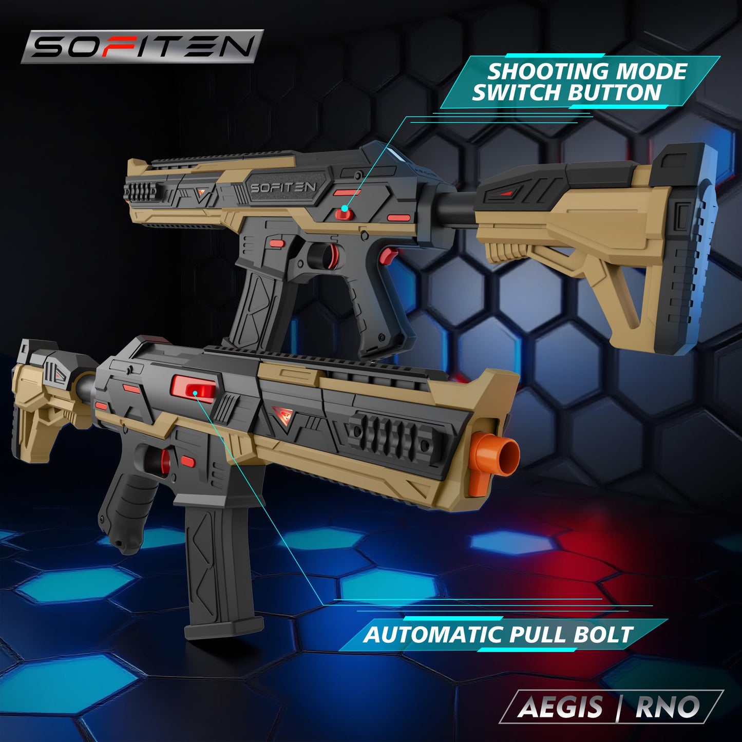 SOFITEN Electric Toy Gun Foam Dart Automatic Blaster Sniper Rifle with Tactical Vest, Adjustable Scope, Two Shooting Modes, Birthday Christmas