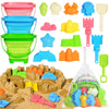 PUBUBLLE Collapsible Beach Sand Toys for Kids Toddlers,Travel Beach Toys with 3 Collapsible Sand Buckets,Shovels,Mesh Bags,Sand Molds,Castle Toys