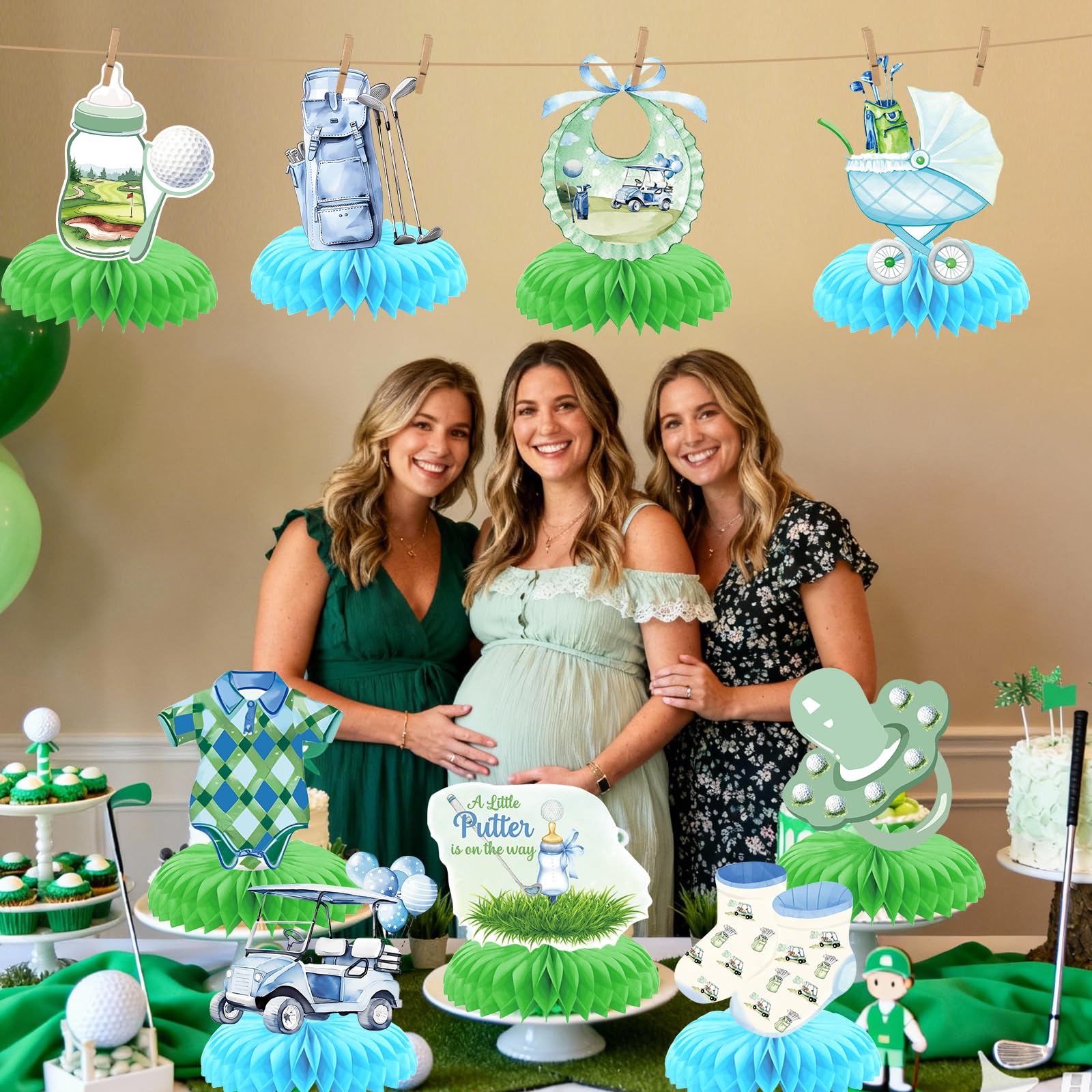 Golf Baby Shower Decorations: 9PCS Golf Centerpieces for Table A Little Putter is on the Way Baby Shower Table Decorations for Sports Theme Gender