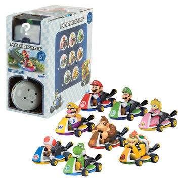 TOMY Mario Kart Pull Back Racers - 10-Count Blind Box Set with Mario, Luigi, Yoshi, Peach & Bowser - Mini Pullback Cars - Goodie Bag Fillers