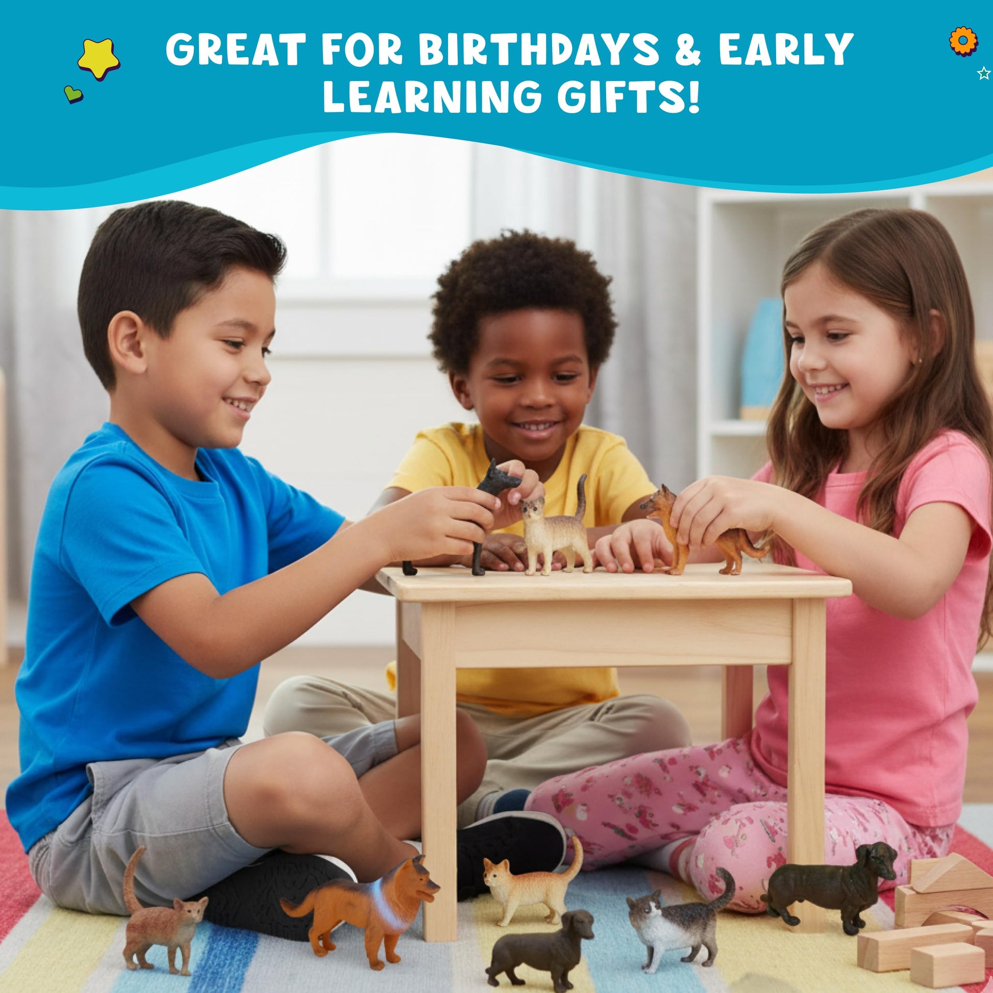 Get Ready Kids Pets Playset - 12 Animal Toy Set with Cats, Dogs & More