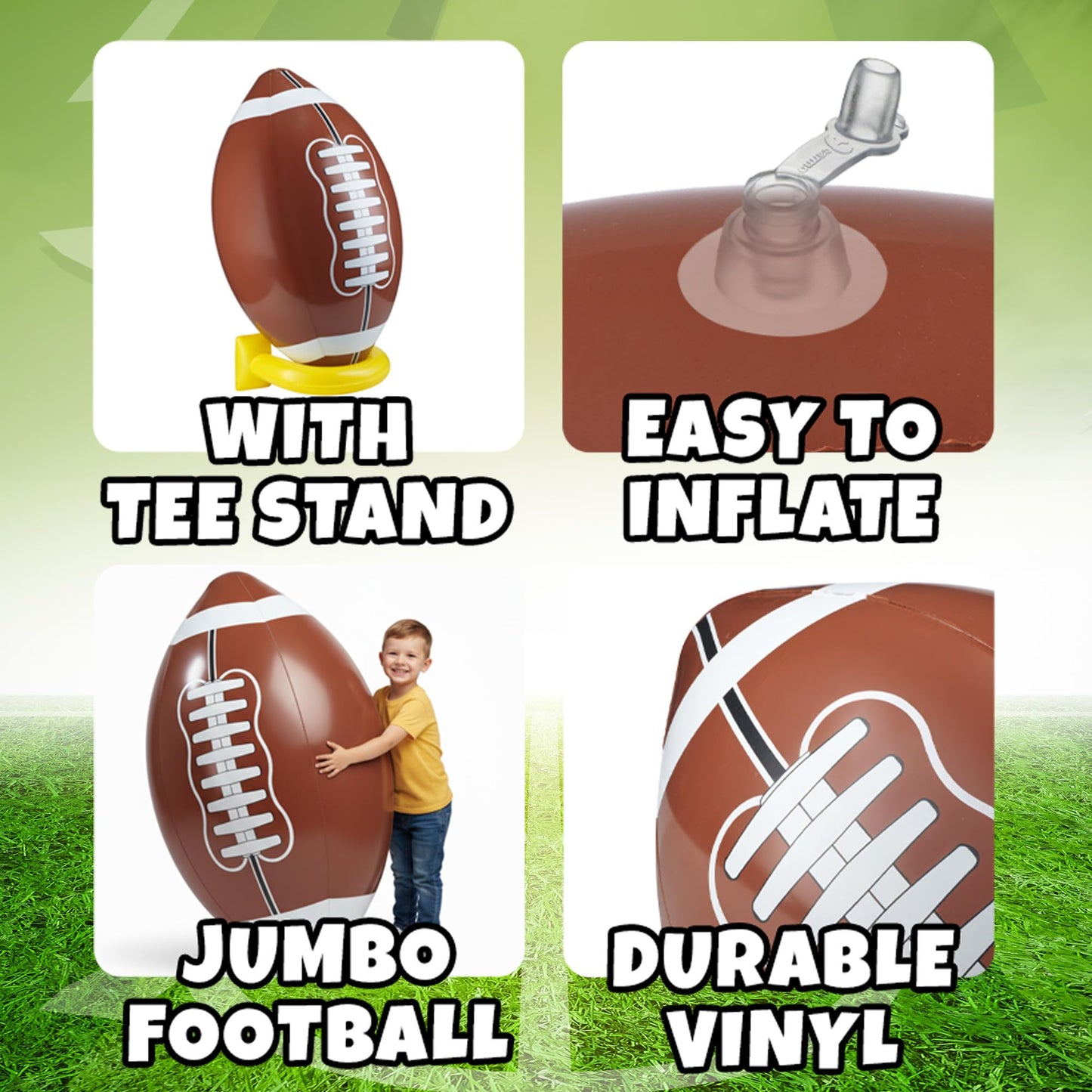 KiddieLoot 36" Jumbo Blow Up Football Field Goal Party Decorations w/Tee