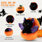 Plushland Halloween Zip-Up Pumpkin Stuffed Animal Plush Toys,Hideaway Spooky Black Cat Bat Ghost Plush Halloween Toy for Festive Decorations & Fun