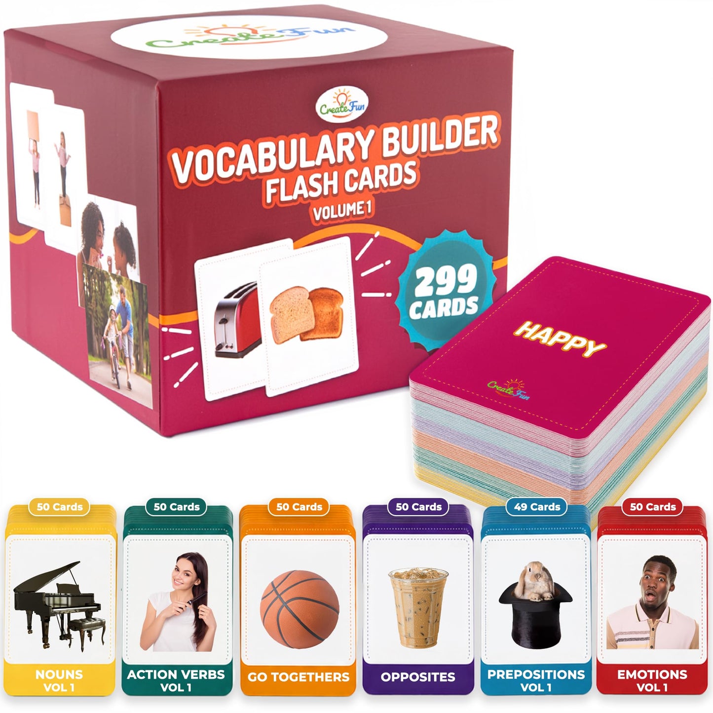CreateFun 299 Vocabulary Builder Flash Cards Speech Therapy, Autism, ESL