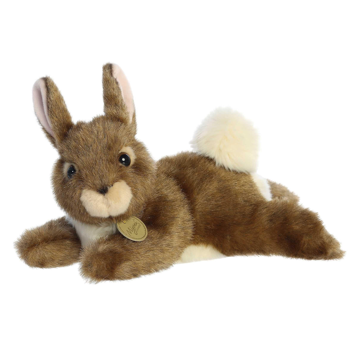 Aurora Miyoni 12" Resting Bunny Eastern Cottontail Realistic Stuffed Animal