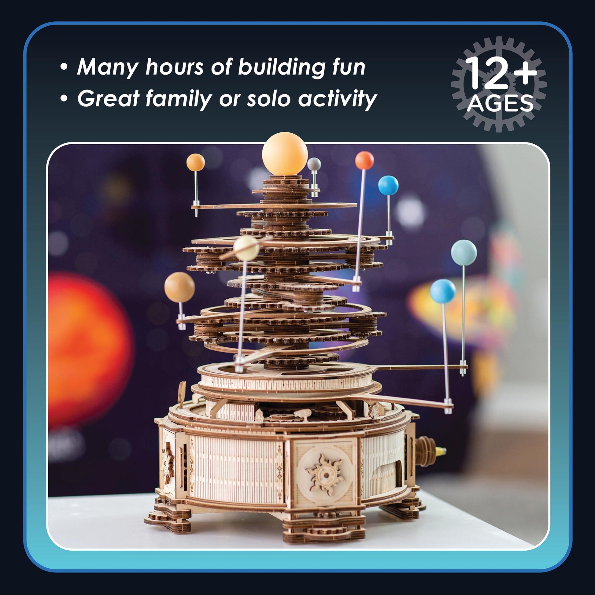 MindWare Gearjits: Solar System - Wooden 3D Building Puzzle for Teens & Adults - DIY Solar System Model - Fun for Parents Too! - Great STEAM Gifts