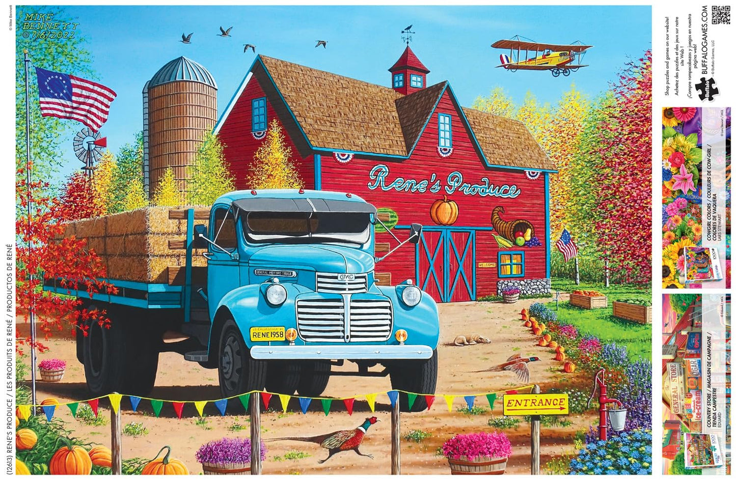 Buffalo Games - Rene's Produce - Mike Bennet - Country Life -1000 Piece Jigsaw Puzzle - Colorful, Fall Puzzles for Adults - Precision-Cut Pieces