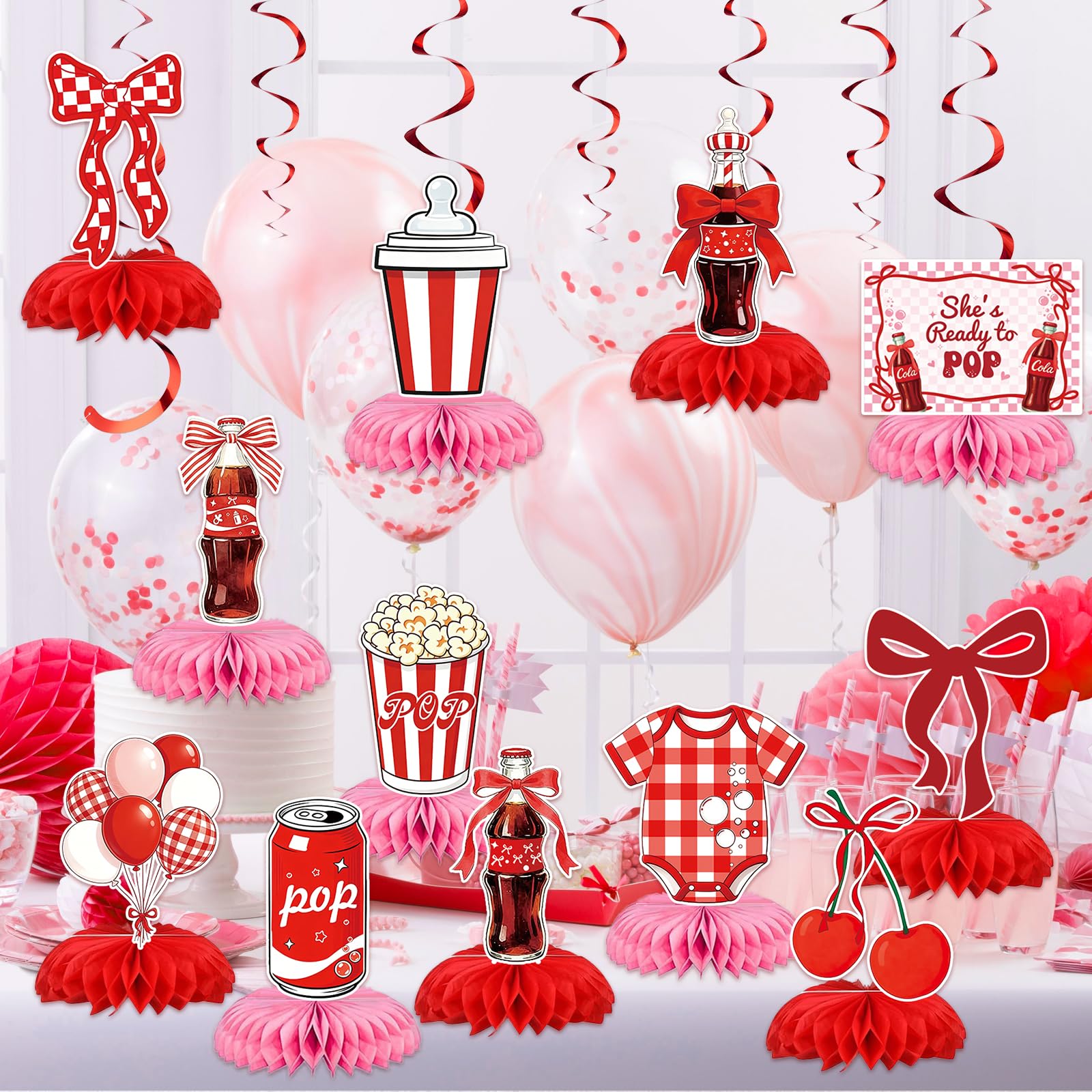 12 Pcs Shes Ready to Pop Party Decorations Baby Shower Birthday Decorations