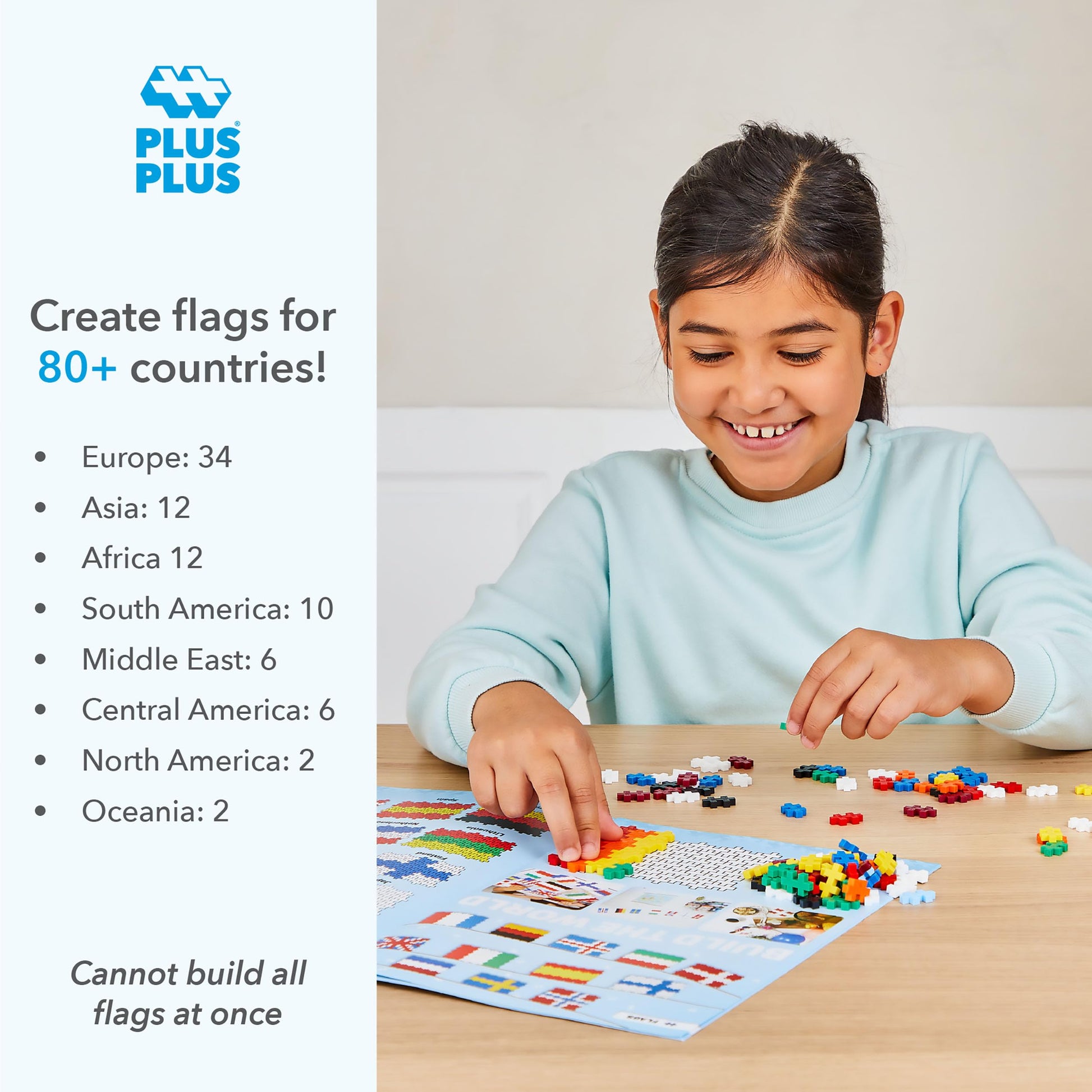 PLUS PLUS Learn to Build, Flags of the World - Mini Puzzle Building Blocks Set, Stem Toys for Kids - Educational Insights, Classroom Must Haves