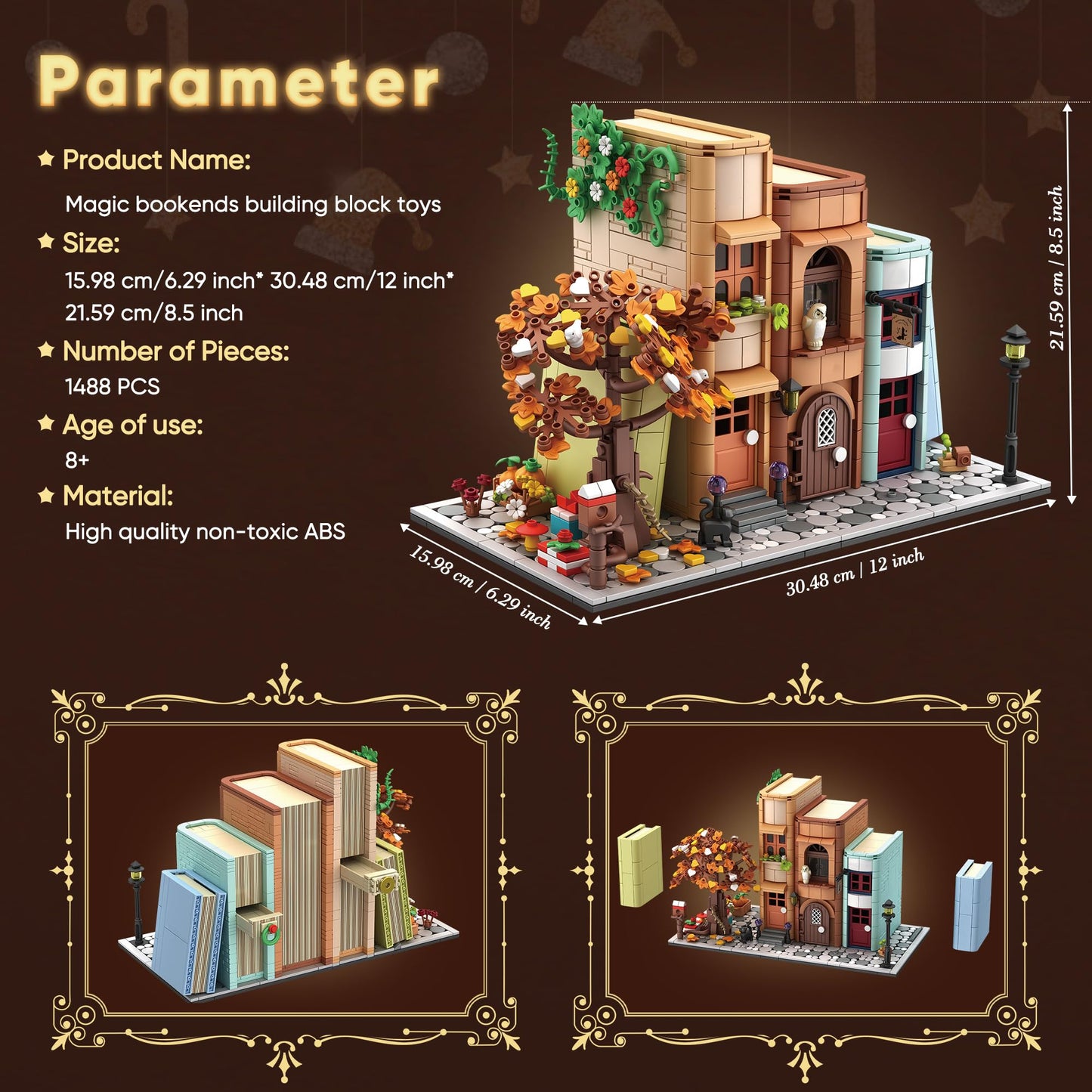 Zylvoxia Bookend Magic House Building kit, Home Decorative for Building Block Toy, Bookcase Miniature House Model Building, Cool Bookshelf Organizer