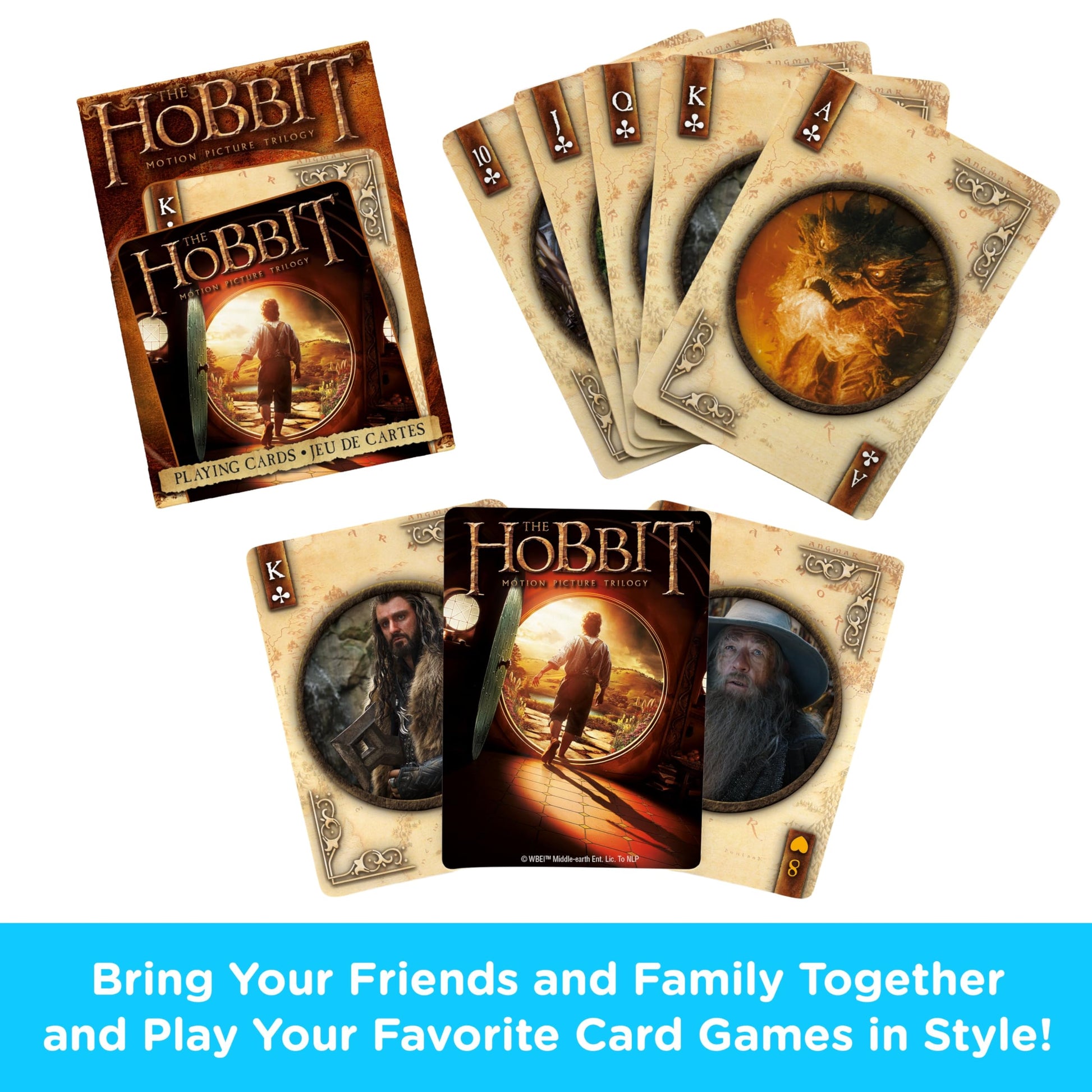 AQUARIUS The Hobbit Playing Cards Standard Size - Themed Novelty Deck with 52 Unique Movie Designs - Collectible Merchandise Gift for Teens and Adults