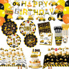 210 Pcs Construction 1st Birthday Decorations - Includes Plates Napkins Cups Cake Cupcake Toppers Banner Hanging Swirls Tablecloths Balloons