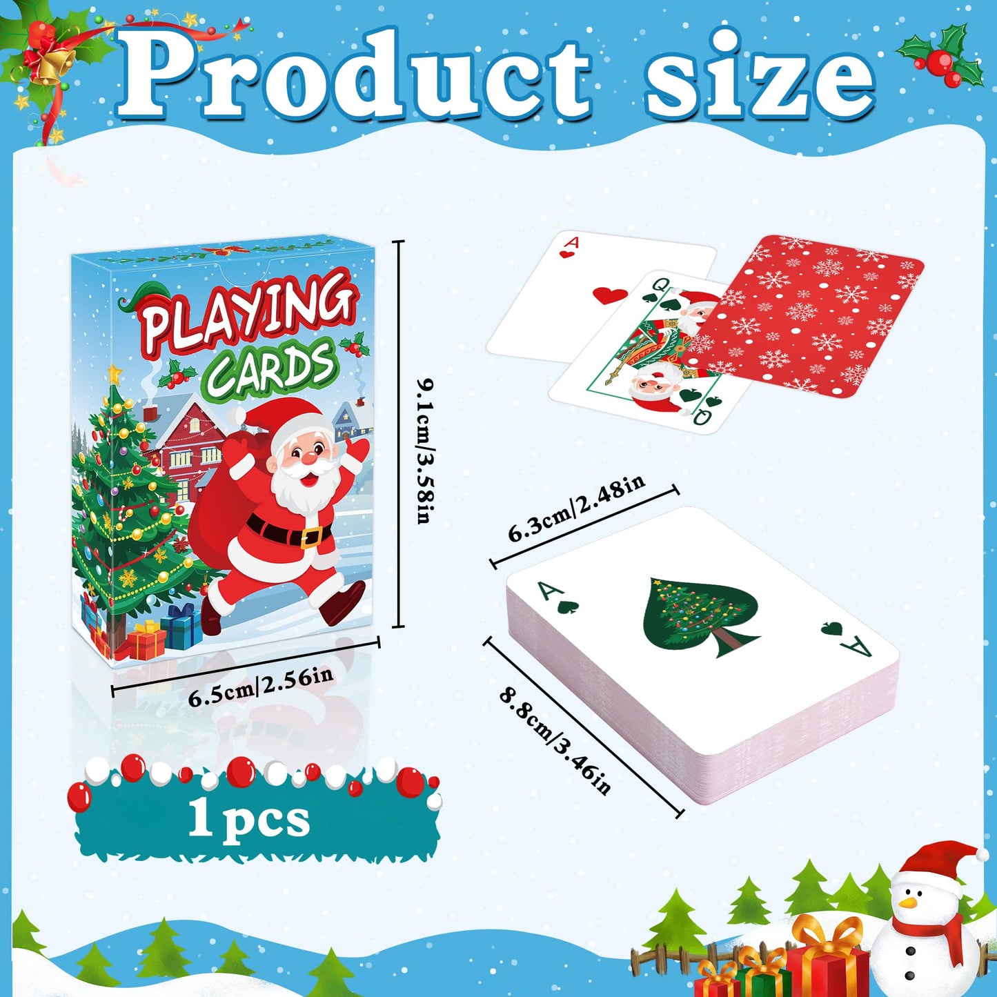 Christmas Playing Cards, Deck of Cards, Standard Index Poker Cards, Fun Gard Games for Family Game Night, Holiday Party Table Games, Great Stocking