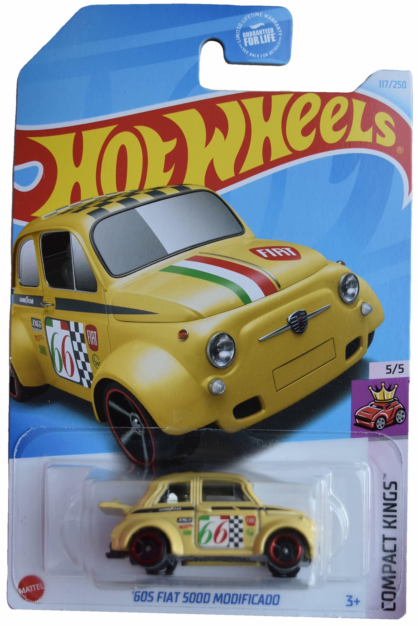 Matchbox Hot Wheels '60s Fiat 500D Modificado, Compact Kings 5/5 [Yellow] 117/250, 30782