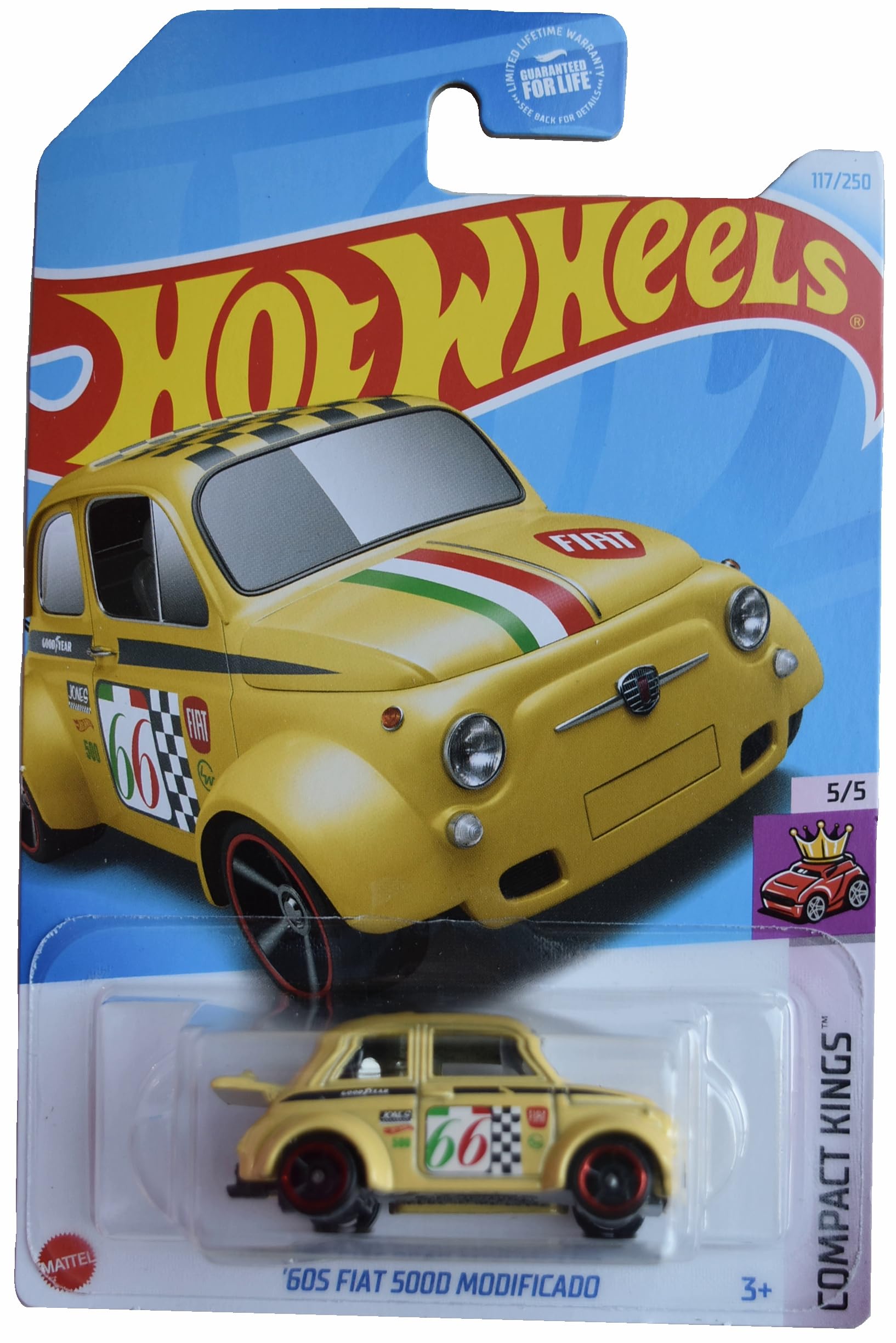 Matchbox Hot Wheels '60s Fiat 500D Modificado, Compact Kings 5/5 [Yellow] 117/250, 30782