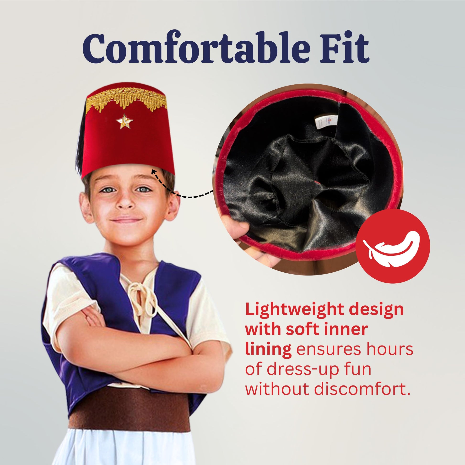 Dress Up America Red Fez Hat - Turkish Costume Hat - Moroccan Tarboosh/Tarboush (Kids)