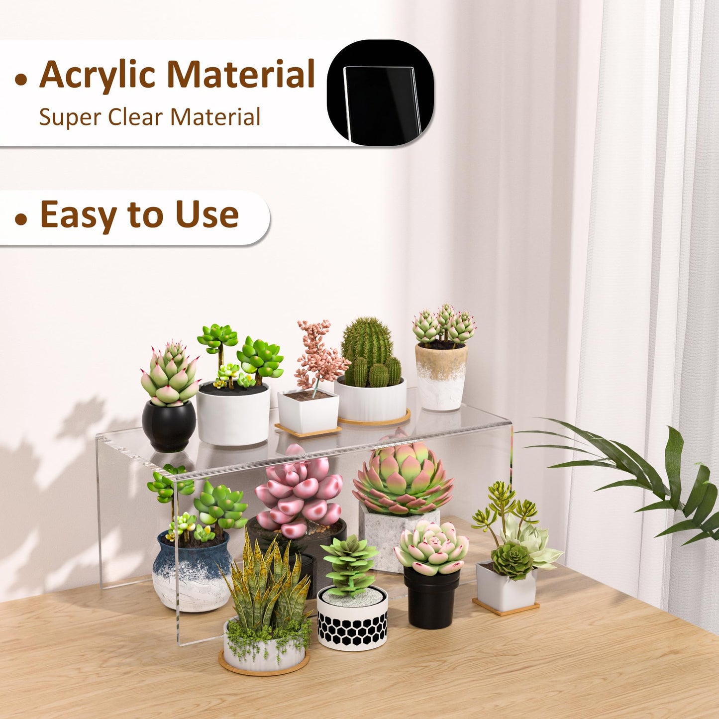 Sezanrpt Acrylic Shelf Riser 12x5.5x5 pack of 2, Countertop Acrylic Display Storage Organizer for Funko Pop Figure, Cosmetics, Bags, Shoes, Toys