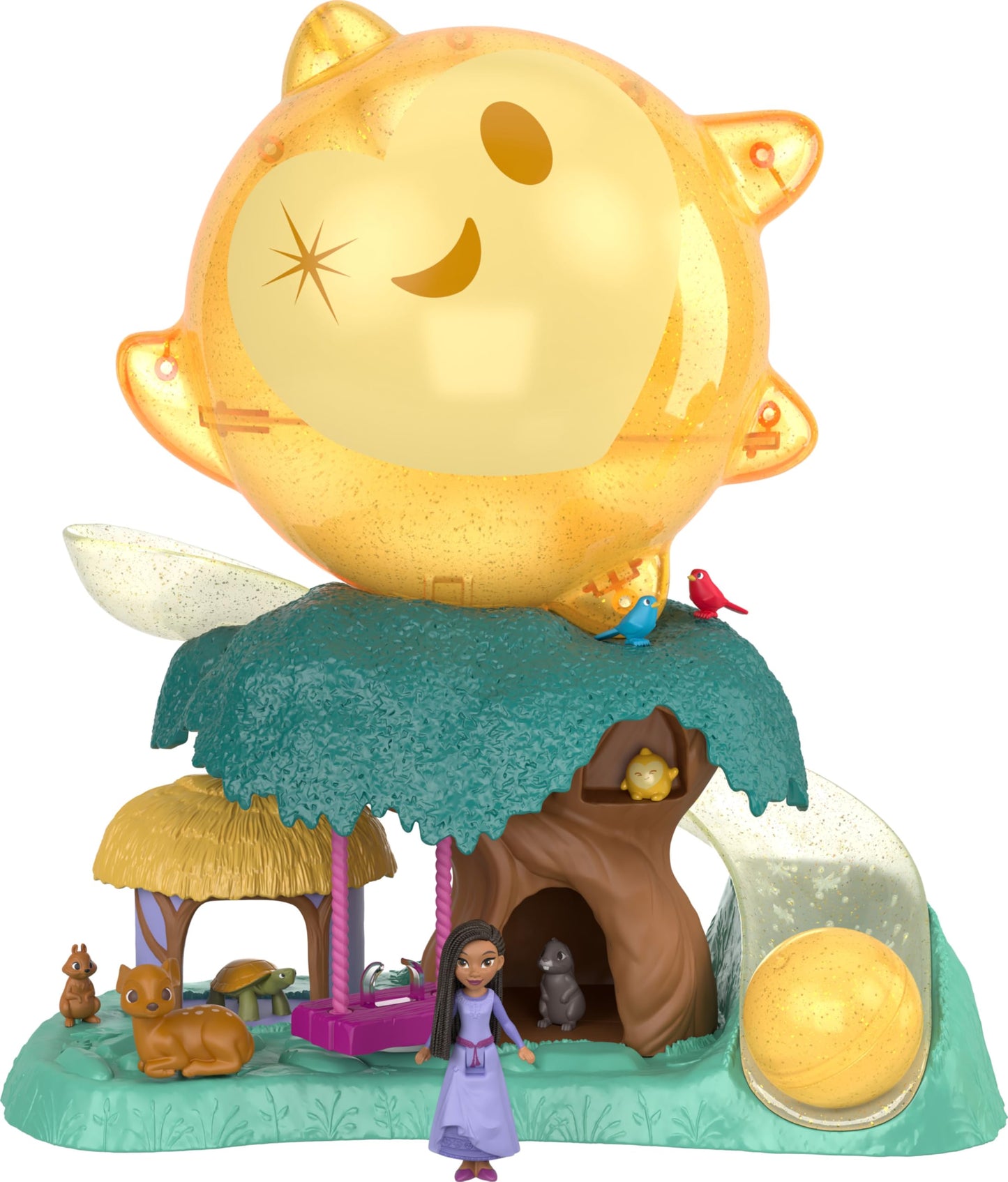 Mattel Disney Wish Toys, Magical Star Playset with Asha Mini Doll & 7 Surprise Wish Orbs Including 1 Star Figure & 6 Animal Friends, Inspired by the