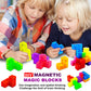 OUXIA Magnetic Building Blocks Magic Magnetic 3D Puzzle Cubes, Set of 7 Multi Shapes Magnetics Blocks with 54 Guide Cards, Children's Educational Toys