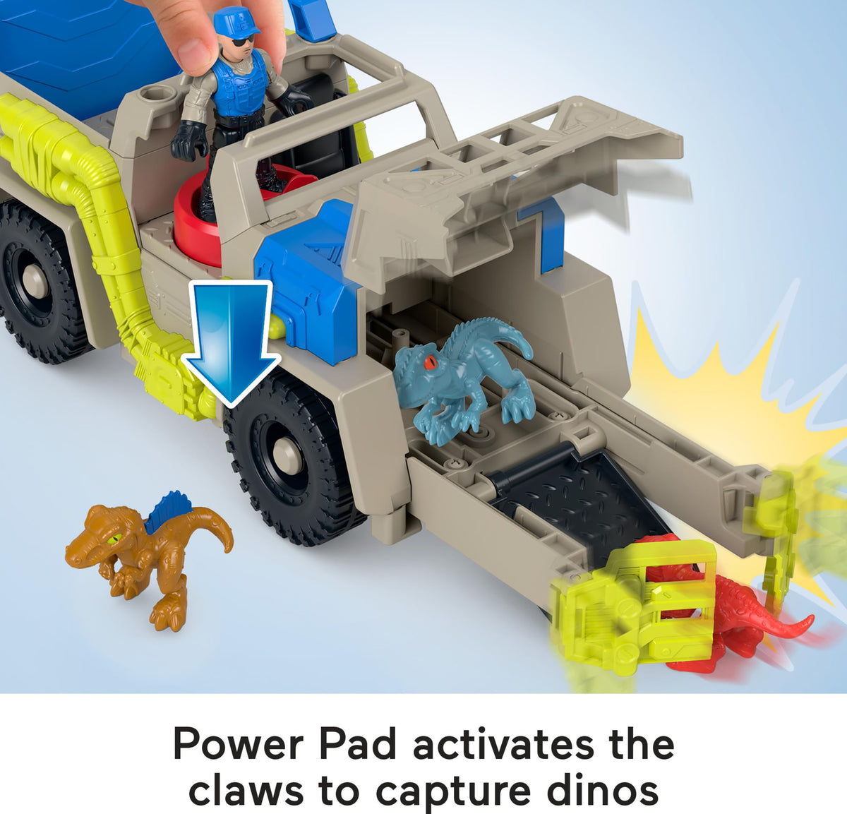 Fisher-Price Imaginext Jurassic World Dinosaur Toys Track & Transport Dino Truck & Figure Set for Pretend Play Kids Ages 3+ Years