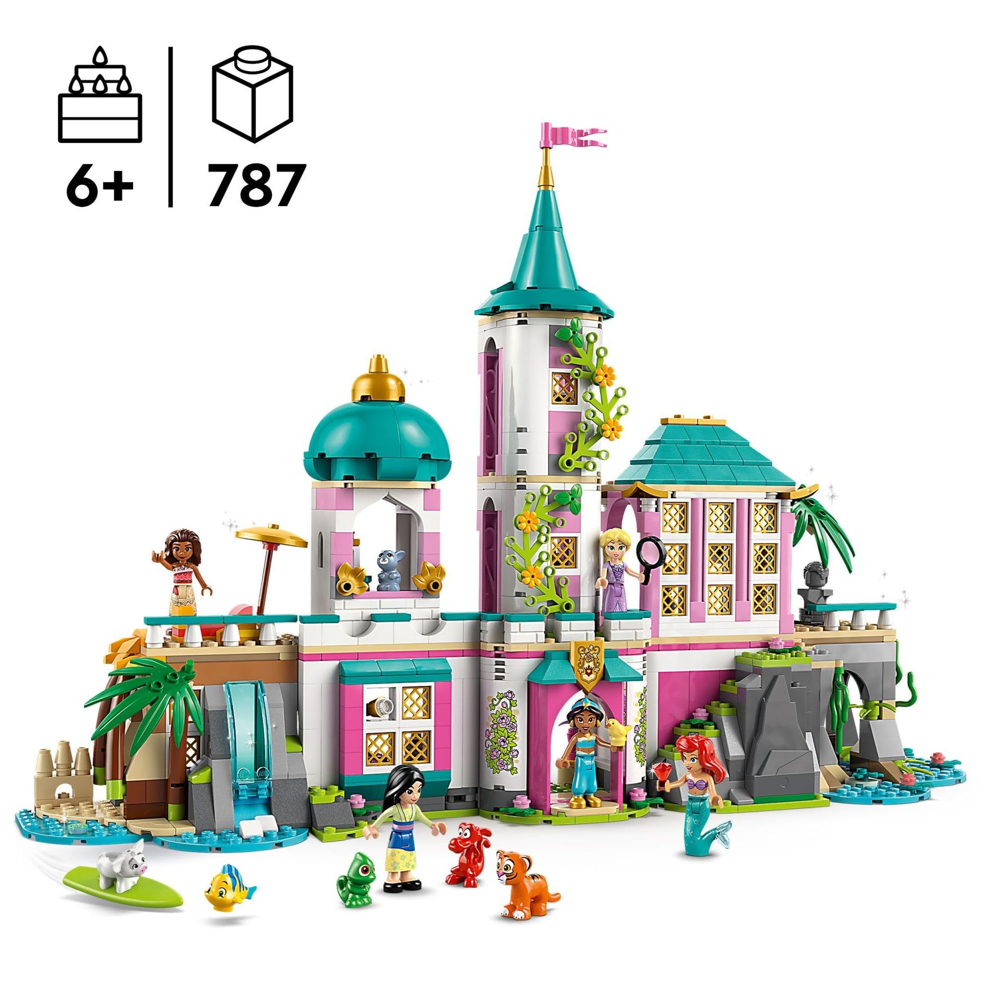 LEGO Disney Princess Castle & Royal Pets Kids Toy - Pretend Play Building Set for Girls and Boys, Ages 6+ - Includes Ariel, Rapunzel, Jasmine, Moana