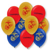 U.S. Marines Party Balloons (10pcs) 12” Latex Balloons in Red, Gold, and Blue with contrasting print on 2 sides. Officially Licensed by