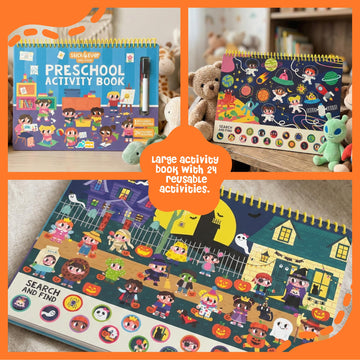 Stick4Ever Preschool Activity Book - Reusable Sticker Book for Toddlers 2-4 Years - Mess-Free Educational Travel Activity for Kids, Boys & Girls - No